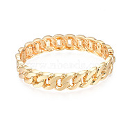 Brass Curb Chain Hinged Bangle for Women, Golden, Inner Diameter: 1-7/8x2-1/2 inch(4.7x6.2cm)(BJEW-S118-116G)