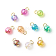 Transparent Acrylic Charms, with Iron Findings, AB Color, Round, Mixed Color, 13x8mm, Hole: 2.5mm(PALLOY-JF01813)