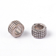 Tibetan Style Alloy Spacer Beads, Lead Free & Nickel Free & Cadmium Free, Column, Antique Silver, about 5mm in diameter, 3mm long, hole: 3mm(X-LF0398Y-NF)