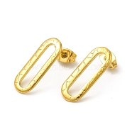 Ion Plating(IP) 304 Stainless Steel Stud Earrings for Women, Oval, Real 18K Gold Plated, 20x7.5mm, Pin: 0.8mm(EJEW-I281-23G)