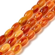 Natural Dyed Jade Beads Strands, Oval, Dark Orange, 11.5~12x7.5~8mm, Hole: 0.8mm, about 29~32pcs/strand, 12.99''~15.16''(33~38.5cm)(G-M402-A01-06)