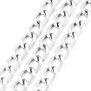 Aluminium Twisted Curb Chains, Diamond Cut Chains, Faceted, Silver Color Plated, 10x6.5x1.8mm(CHA-K001-06S)