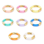 8Pcs 8 Color Candy Color Acrylic & CCB Plastic Curved Tube Chunky Stretch Bracelets Set for Women, Mixed Color, Inner Diameter: 2 inch(5.1cm), 1Pc/color(BJEW-JB08139)