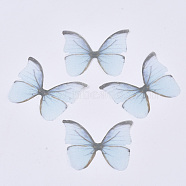 Two Tone Polyester Fabric Wings Crafts Decoration, for DIY Jewelry Crafts Earring Necklace Hair Clip Decoration, Butterfly Wing, Light Blue, 33x40mm(X-FIND-S322-012C-01)