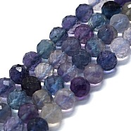 Natural Fluorite Beads Strands, Faceted(64 Facets), Round, 6mm, Hole: 0.8mm, about 62~67pcs/strand, 15.16~15.55 inch(38.5~39.5cm)(G-G927-07)