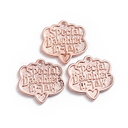 Brass Charms, Word Special daughter In-law, Rose Gold, 14.5x14.5x1mm, Hole: 1mm(X-KK-F812-19RG)
