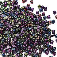 Opaque Acrylic Beads, Twelve Constellation/Zodiac Sign, Cube, Mixed, 7x7x7mm, Hole: 3.5mm, 100pcs/bag(PJ-TAC0001-23A)