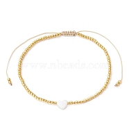 Natural Pearl & Seed Braided Bead Bracelets, Adjustable Bracelet, Heart, Wide: 2~6mm, Inner Diameter: 2~3-3/8 inch(5.2~8.7cm)(BJEW-JB09722-04)