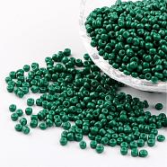 8/0 3mm Baking Paint Glass Seed Beads Loose Spacer Beads, Teal, 3mm, Hole: 1mm, about 962pcs/50g(X-SEED-S002-K26)