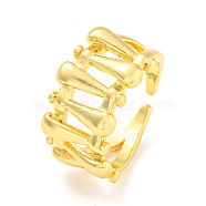Rack Plating Brass Teardrop Open Cuff Rings, Long-Lasting Plated, Lead Free & Cadmium Free, Real 18K Gold Plated, US Size 7(17.3mm)(RJEW-Q784-15G)
