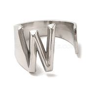 201 Stainless Steel Finger Rings, Letter W, Inner Diameter: 18mm(RJEW-H223-04P-W)
