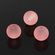 Transparent Glass Bead Strands, Frosted, Round, Salmon, 10mm, Hole: 1.3~1.6mm, about 80pcs/strand, 31.4 inch(X-GLAA-S031-10mm-24)