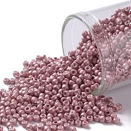TOHO Round Seed Beads, Japanese Seed Beads, Frosted, (553F) Matte Galvanized Pink, 11/0, 2.2mm, Hole: 0.8mm, about 5555pcs/50g(SEED-XTR11-0553F)