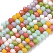 Opaque Glass Beads Strands, Faceted, Rondelle, Mixed Color, 3x2mm, Hole: 0.7mm, about 183~186pcs/Strand, 16.73 inch~16.93 inch(42.5~43cm)(GLAA-N041-005B-01)