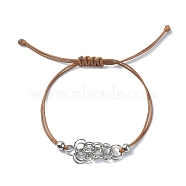 304 Stainless Steel Macrame Pouch Bracelet Making for Stone Holder, Adjustable Eco-Friendly Korean Waxed Polyester Cord Bracelet Making, Camel, Inner Diameter: 3/8~3-1/4 inch(0.9~8.2cm)(AJEW-JB01193-04)
