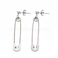 Non-Tarnish 304 Stainless Steel Safety Pin Dangle Stud Earrings for Women, Stainless Steel Color, 47mm, Pin: 0.7mm(EJEW-N016-031P)