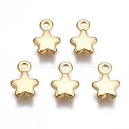 Brass Charms, Nickel Free, Star, Real 18K Gold Plated, 9.5x6x2mm, Hole: 1.2mm(KK-S356-416-NF)