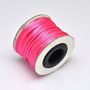 Macrame Rattail Chinese Knot Making Cords Round Nylon Braided String Threads, Satin Cord, Fuchsia, 2mm, about 10.93 yards(10m)/roll(NWIR-O001-A-33)
