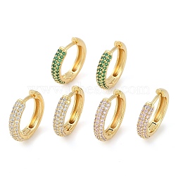 Rack Plating Ring Brass Micro Pave Cubic Zirconia Hoop Earrings, Long-Lasting Plated, Lead Free & Cadmium Free, Real 18K Gold Plated, Mixed Color, 19x4mm(EJEW-Z059-12G)