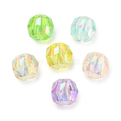 Transparent UV Plating Rainbow Iridescent Acrylic European Beads, Large Hole Beads, Round, Mixed Color, 16.5x15.5mm, Hole: 6mm(MACR-P040-04)