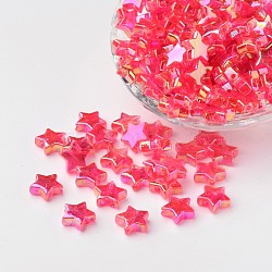 Eco-Friendly Transparent Acrylic Beads, Star, Rose, AB Color, about 10mm in diameter, 4mm thick, hole:1.5mm(X-PL556-7)