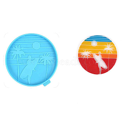 Flat Round Cup Mat Silicone Molds, Resin Casting Coaster Molds, For UV Resin, Epoxy Resin Craft Making, Deep Sky Blue, 125x10mm(PW-WGA9095-02)