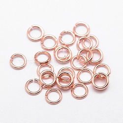 Brass Jump Rings, Open Jump Rings, Cadmium Free & Nickel Free & Lead Free, Rose Gold, 7x0.8mm, 20 Gauge, Inner Diameter: 5.4mm, about 40pcs/5g(KK-E711-050-7mm-RG-NR)