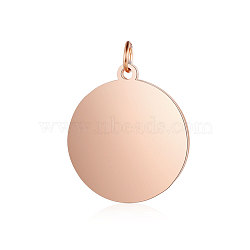 304 Stainless Steel Pendants, Flat Round, Stamping Blank Tag, Rose Gold, 22.5x20x1.5mm, Hole: 3.5mm(STAS-S105-T638-3-20)