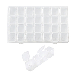 28 Grids Plastic Storage Containers, Adjustable Bead Case, for DIY Craft Nail Art Kits Jewelry Beads Display, Clear, 6-7/8x4-3/8 inch(17.5x11cm)(MRMJ-TA0007-04)