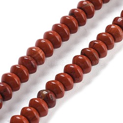 Natural Red Jasper Beads Strands, Saucer Beads, 8x5mm, Hole: 0.6mm, about 40pcs/strand, 7.76''(19.7cm)(G-P559-A17-01)