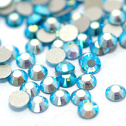 Glass Flat Back Rhinestone, Grade A, Back Plated, Faceted, AB Color, Half Round, Aquamarine, 4.6~4.8mm(RGLA-C002-SS20-202AB)