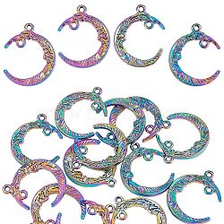 25Pcs Alloy Pendants, Cadmium Free & Nickel Free & Lead Free, Moon, Rainbow Color, 26x21x3mm, Hole: 1.6mm(FIND-SZ0003-19)