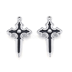 304 Stainless Steel Pendants, with Enamel, Cross, Stainless Steel Color, 33.5x20x3.5mm, Hole: 1.5mm(X-STAS-B027-26P)