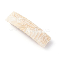 Cellulose Acetate(Resin) Hair Barrette, with Platinum Iron Findings, Rectangle, Light Yellow, 84.5x24x14mm(PHAR-F012-02B)
