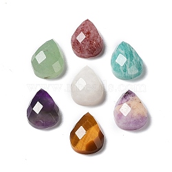 Natural Mixed Gemstone Cabochons, Faceted Teardrop, 12.5~13x8.5~9x4.5~5mm(G-G0001-B)