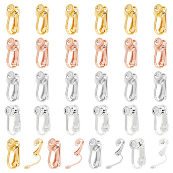 32Pcs 4 Colors 304 Surgical Stainless Steel Clip-on Earring Findings, Mixed Color, 15~16x7.5x10mm