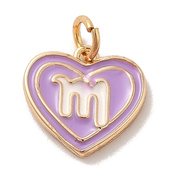 Real 18K Gold Plated Brass Enamel Pendants, with Jump Ring, Heart with Constellation Charm, Scorpio, 12x13x1.5mm, Hole: 3.4mm