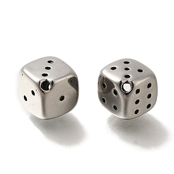 304 Stainless Steel Beads, Dice, Stainless Steel Color, 8.5x8.5x8.5mm, Hole: 1.4mm