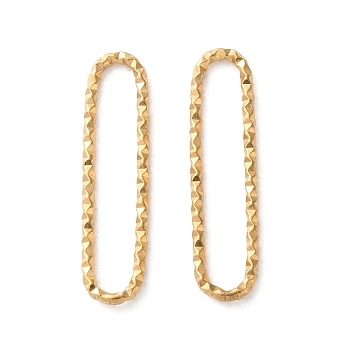 Ion Plating(IP) 304 Stainless Steel Linking Rings, Textured Oval, Real 18K Gold Plated, 20x5x1mm, Inner Diameter: 17.5x3mm