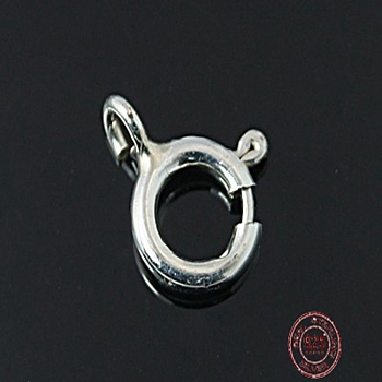 925 Sterling Silver Spring Ring Clasps, Silver, 7mm