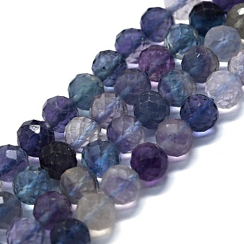 Natural Fluorite Beads Strands, Faceted(64 Facets), Round, 6mm, Hole: 0.8mm, about 62~67pcs/strand, 15.16~15.55 inch(38.5~39.5cm)