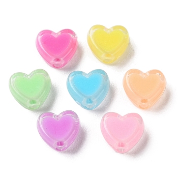 Heart Acrylic Beads, Bead in Bead, Mixed Color, 7x8x4mm, Hole: 1.8mm, about 2777pcs/500g