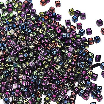 Opaque Acrylic Beads, Twelve Constellation/Zodiac Sign, Cube, Mixed, 7x7x7mm, Hole: 3.5mm, 100pcs/bag