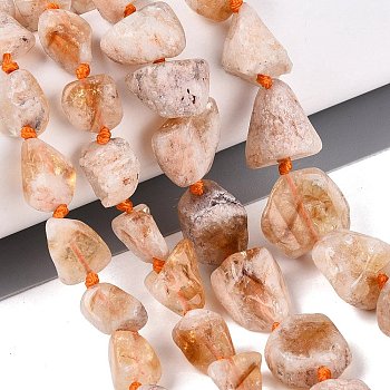 Raw Rough Natural Citrine Beads Strands, Nuggets, Heated, 7~20.5x6~17x6~17mm, Hole: 0.9~1.2mm, about 26~32pcs/strand, 16.54 inch(42cm)