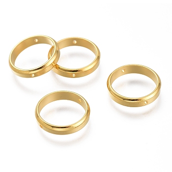 201 Stainless Steel Bead Frames, Ring, Golden, 14x3mm, Hole: 1mm