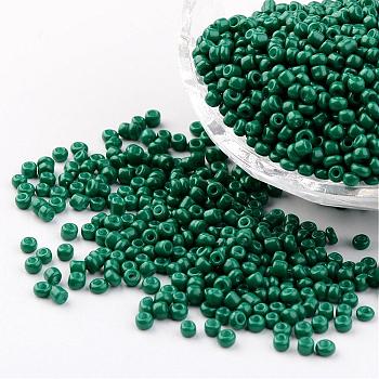 8/0 3mm Baking Paint Glass Seed Beads Loose Spacer Beads, Teal, 3mm, Hole: 1mm, about 962pcs/50g