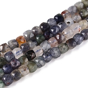 Natural Iolite Beads Strands, Faceted, Cube, 4~5x4~5x4~5mm, Hole: 0.8mm, about 92~105pcs/strand, 14.96~15.35 inch(38~39cm)