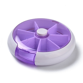 Plastic Bead Containers, for Small Parts, Hardware and Craft, 7 Compartments, Flat Round, Medium Orchid, 9.05x2.4cm, Hole: 28x13mm, Inner Diameter: 2.7x2.7cm