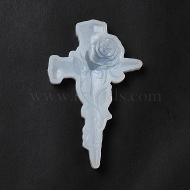 Религиозный крест с розой украшение силиконовые Молды(DIY-L071-11)-3