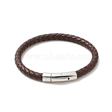 Leather Braided Cord Bracelet with 304 Stainless Steel Clasp for Men Women(BJEW-C021-09)-2